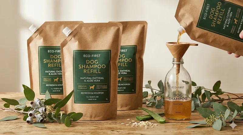 Eco-friendly kraft refill pouches for dog shampoo
